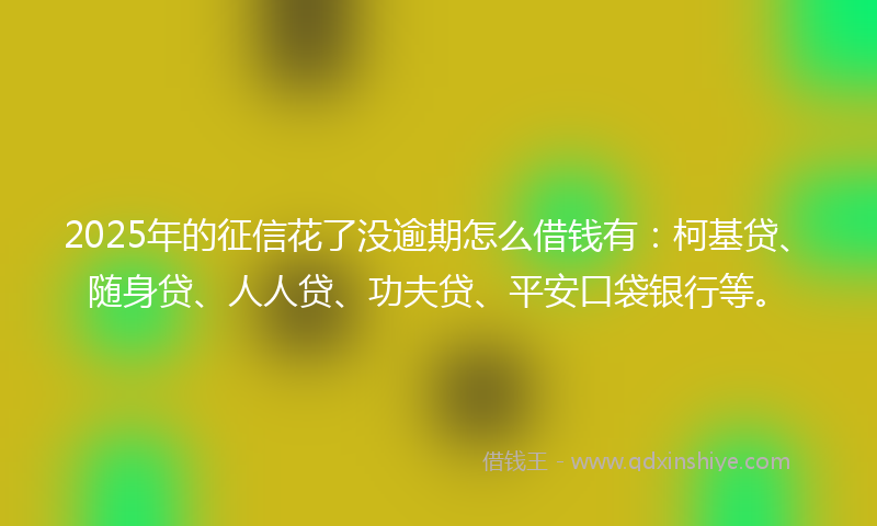 2025年的征信花了没逾期怎么借钱有：柯基贷、随身贷、人人贷、功夫贷、平安口袋银行等。
