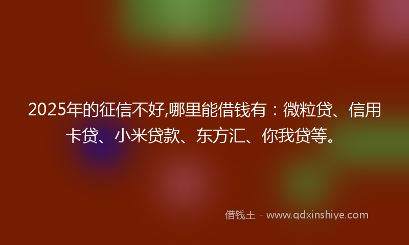 2025年的征信不好,哪里能借钱有：微粒贷、信用卡贷、小米贷款、东方汇、你我贷等。