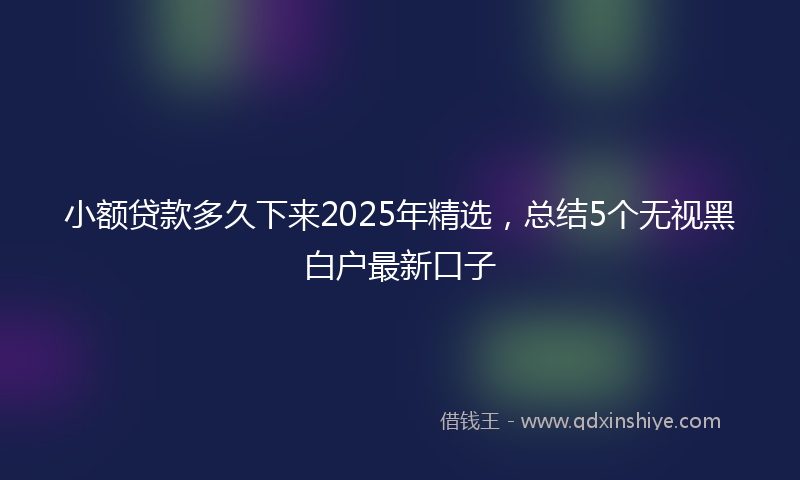 小额贷款多久下来2025年精选，总结5个无视黑白户最新口子