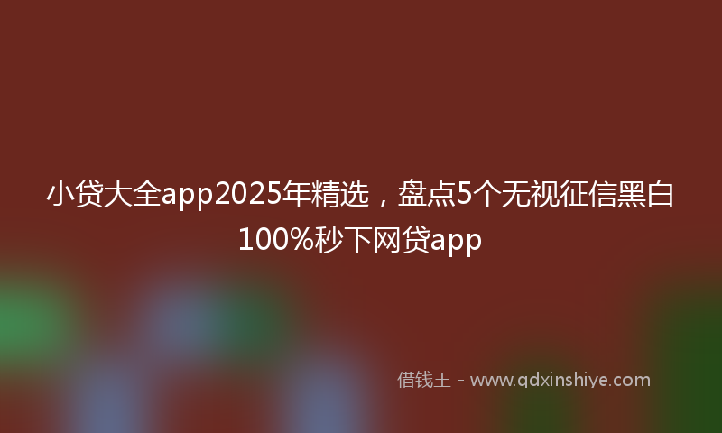 小贷大全app2025年精选，盘点5个无视征信黑白100%秒下网贷app