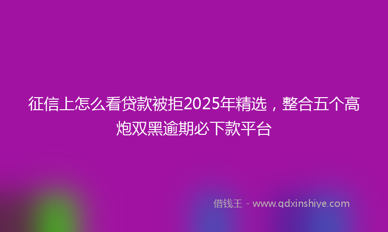征信上怎么看贷款被拒2025年精选，整合五个高炮双黑逾期必下款平台