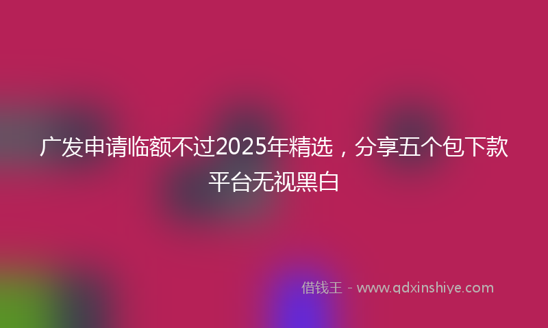 广发申请临额不过2025年精选，分享五个包下款平台无视黑白