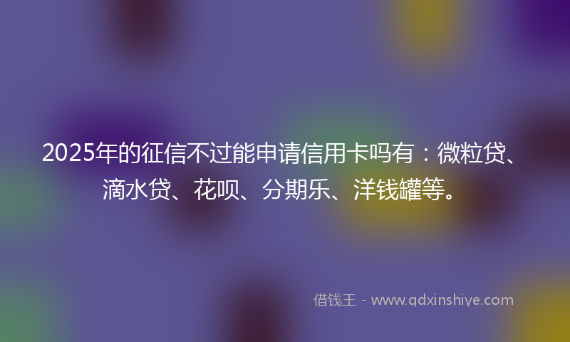 2025年的征信不过能申请信用卡吗有：微粒贷、滴水贷、花呗、分期乐、洋钱罐等。