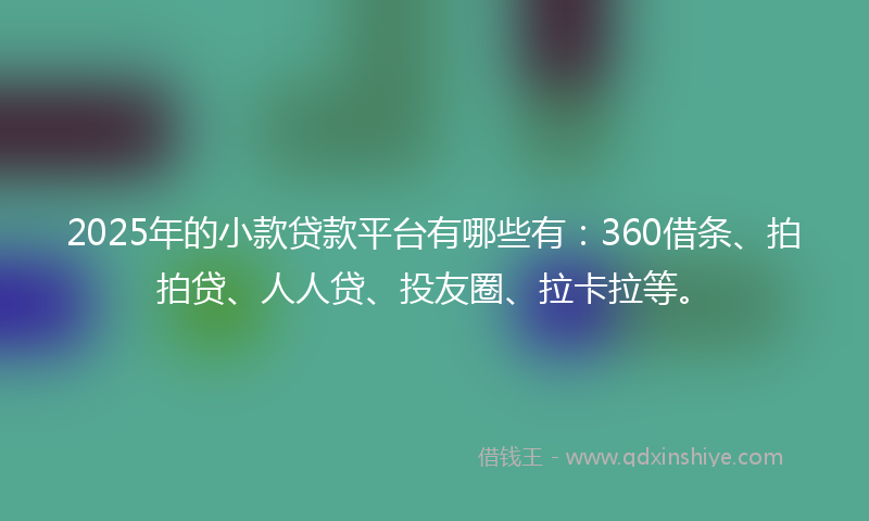2025年的小款贷款平台有哪些有：360借条、拍拍贷、人人贷、投友圈、拉卡拉等。