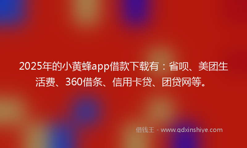 2025年的小黄蜂app借款下载有：省呗、美团生活费、360借条、信用卡贷、团贷网等。