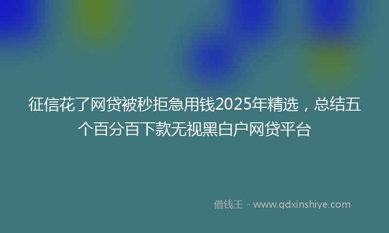 征信花了网贷被秒拒急用钱2025年精选，总结五个百分百下款无视黑白户网贷平台