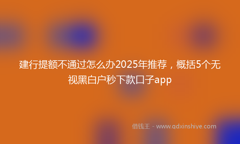 建行提额不通过怎么办2025年推荐，概括5个无视黑白户秒下款口子app