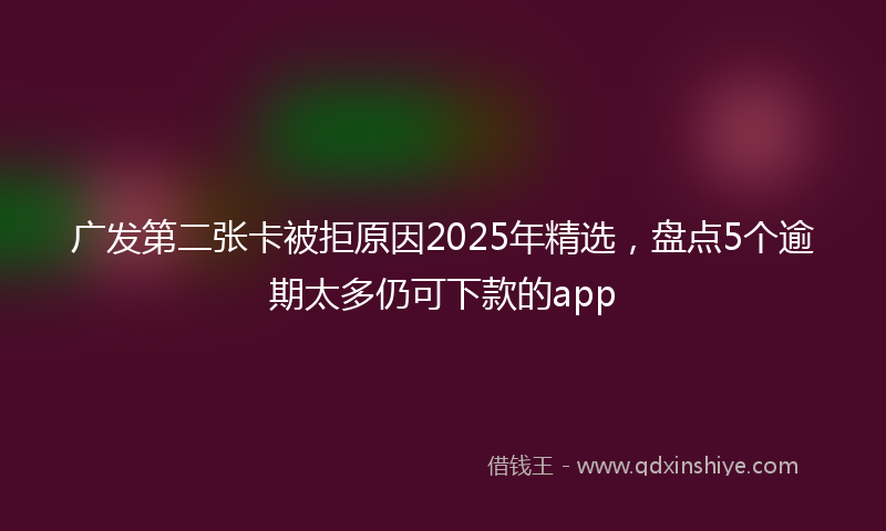 广发第二张卡被拒原因2025年精选，盘点5个逾期太多仍可下款的app