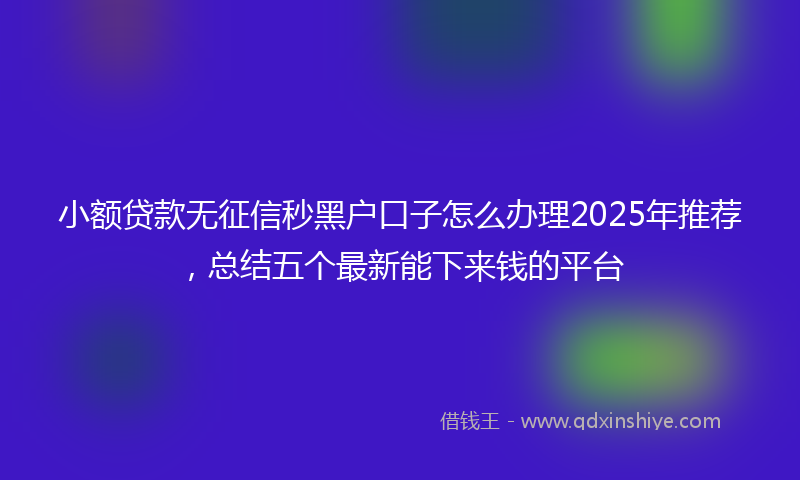 小额贷款无征信秒黑户口子怎么办理2025年推荐，总结五个最新能下来钱的平台