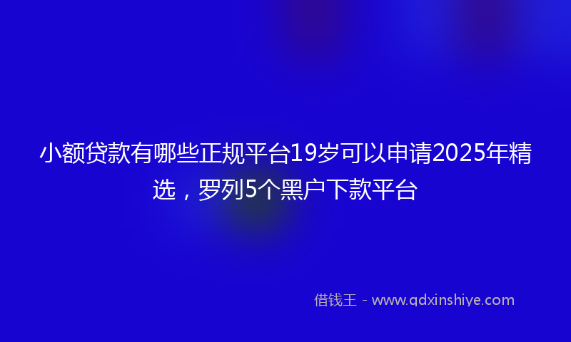 小额贷款有哪些正规平台19岁可以申请2025年精选，罗列5个黑户下款平台