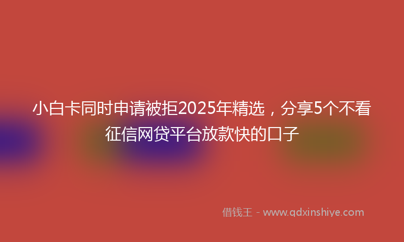 小白卡同时申请被拒2025年精选，分享5个不看征信网贷平台放款快的口子