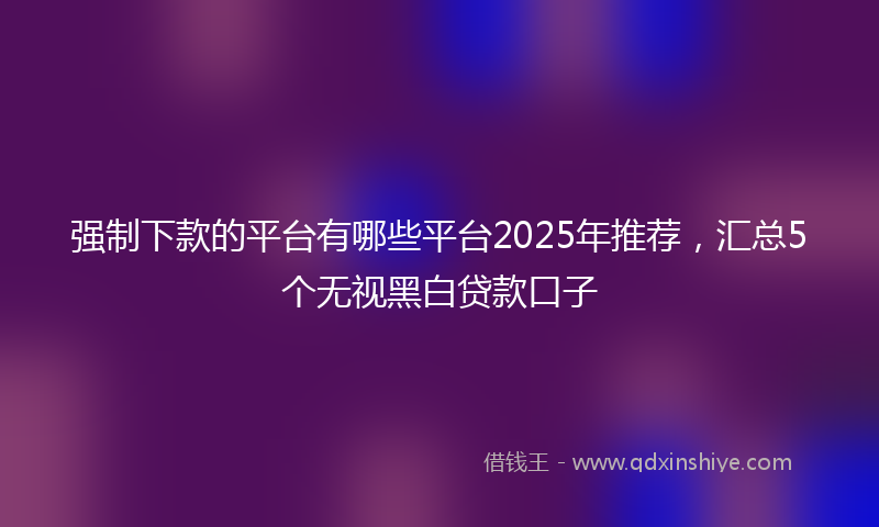 强制下款的平台有哪些平台2025年推荐，汇总5个无视黑白贷款口子
