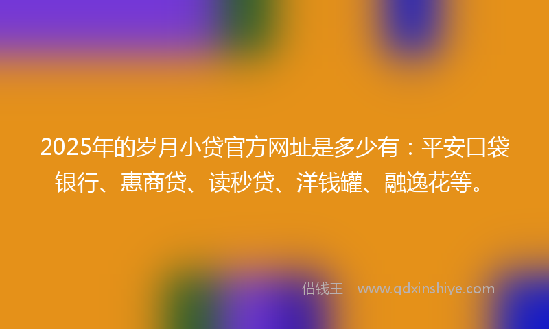 2025年的岁月小贷官方网址是多少有：平安口袋银行、惠商贷、读秒贷、洋钱罐、融逸花等。
