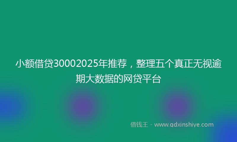 小额借贷30002025年推荐，整理五个真正无视逾期大数据的网贷平台