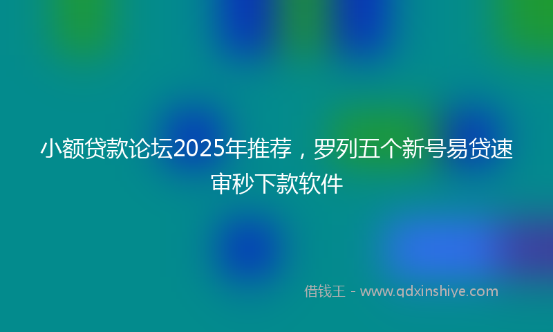 小额贷款论坛2025年推荐，罗列五个新号易贷速审秒下款软件