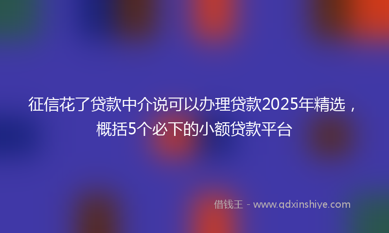 征信花了贷款中介说可以办理贷款2025年精选，概括5个必下的小额贷款平台