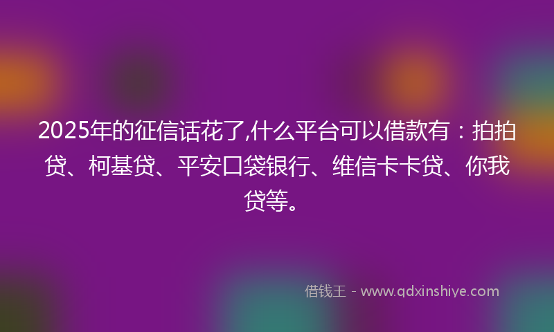2025年的征信话花了,什么平台可以借款有：拍拍贷、柯基贷、平安口袋银行、维信卡卡贷、你我贷等。