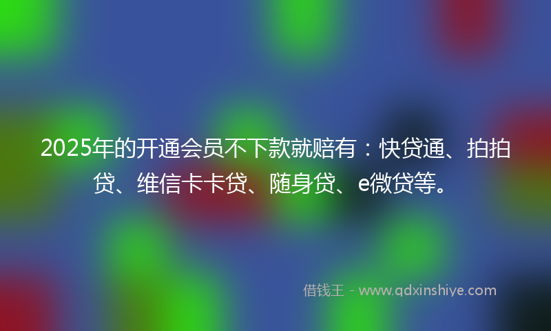 2025年的开通会员不下款就赔有：快贷通、拍拍贷、维信卡卡贷、随身贷、e微贷等。