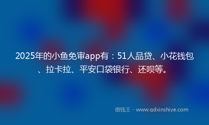 2025年的小鱼免审app有：51人品贷、小花钱包、拉卡拉、平安口袋银行、还呗等。