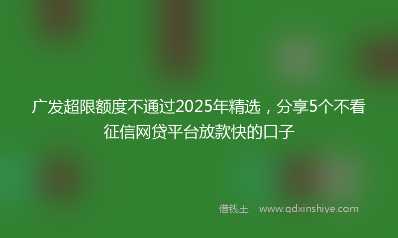 广发超限额度不通过2025年精选，分享5个不看征信网贷平台放款快的口子