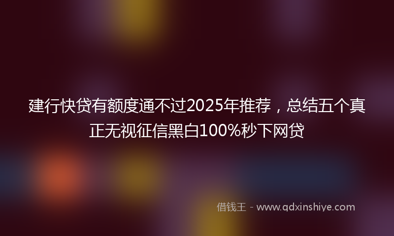 建行快贷有额度通不过2025年推荐，总结五个真正无视征信黑白100%秒下网贷