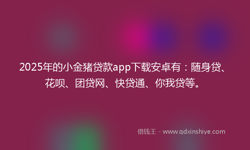 2025年的小金猪贷款app下载安卓有：随身贷、花呗、团贷网、快贷通、你我贷等。