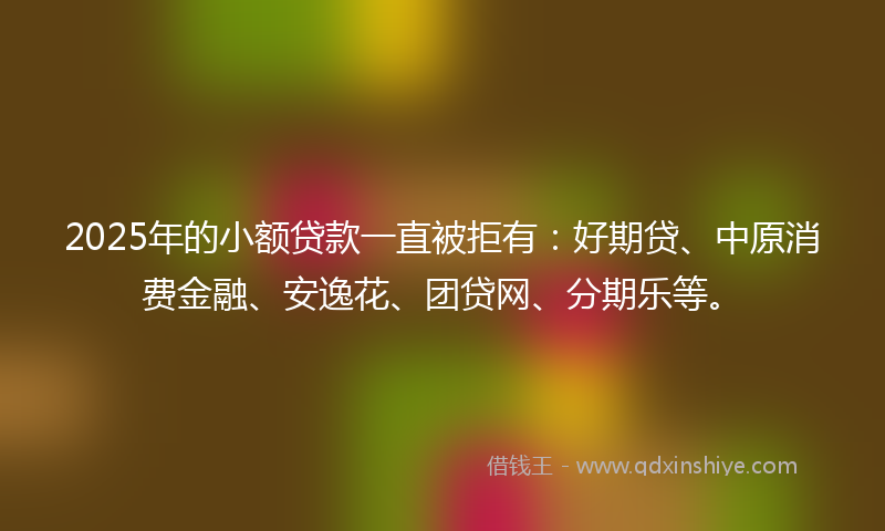 2025年的小额贷款一直被拒有：好期贷、中原消费金融、安逸花、团贷网、分期乐等。