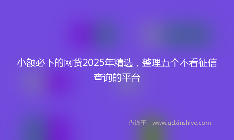 小额必下的网贷2025年精选，整理五个不看征信查询的平台