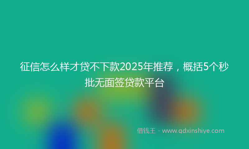 征信怎么样才贷不下款2025年推荐，概括5个秒批无面签贷款平台