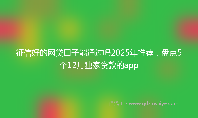 征信好的网贷口子能通过吗2025年推荐，盘点5个12月独家贷款的app