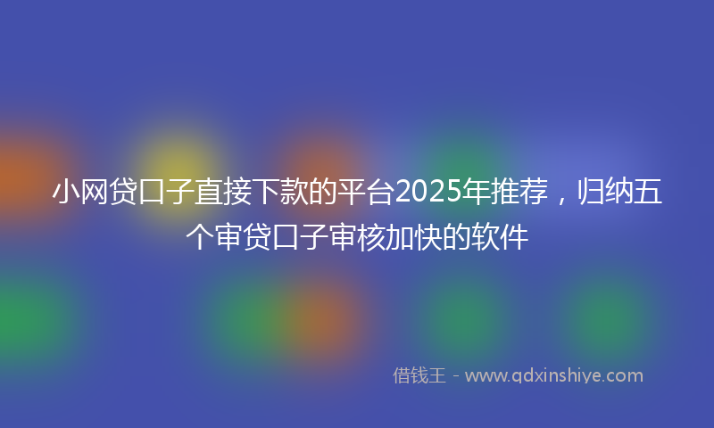 小网贷口子直接下款的平台2025年推荐，归纳五个审贷口子审核加快的软件