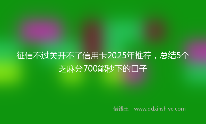 征信不过关开不了信用卡2025年推荐，总结5个芝麻分700能秒下的口子