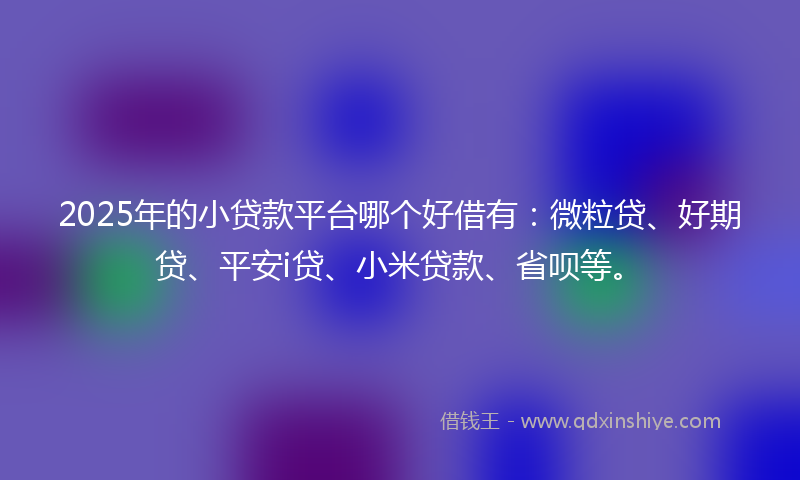 2025年的小贷款平台哪个好借有：微粒贷、好期贷、平安i贷、小米贷款、省呗等。