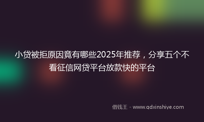 小贷被拒原因竟有哪些2025年推荐，分享五个不看征信网贷平台放款快的平台