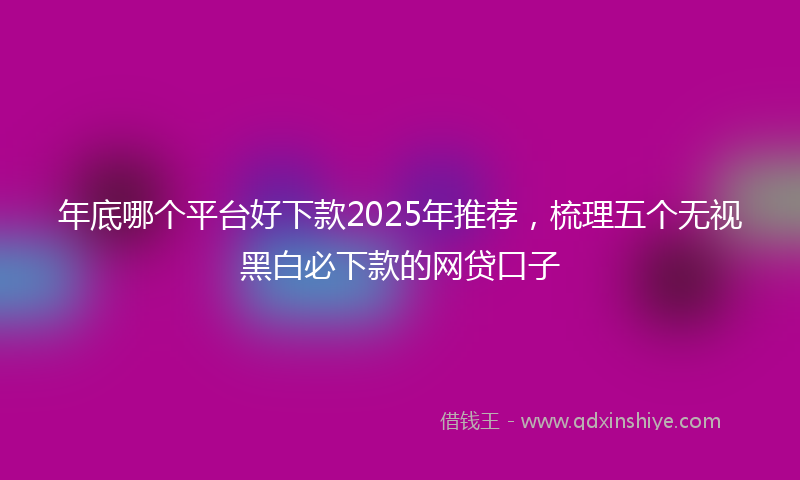 年底哪个平台好下款2025年推荐，梳理五个无视黑白必下款的网贷口子