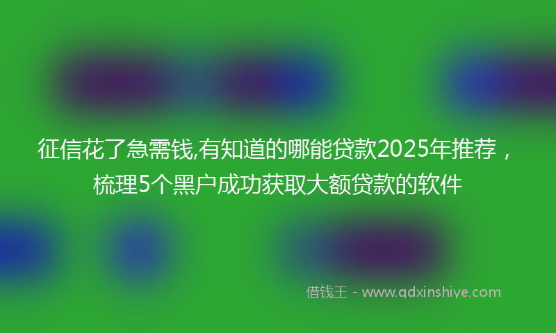 征信花了急需钱,有知道的哪能贷款2025年推荐，梳理5个黑户成功获取大额贷款的软件