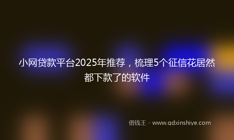 小网贷款平台2025年推荐，梳理5个征信花居然都下款了的软件