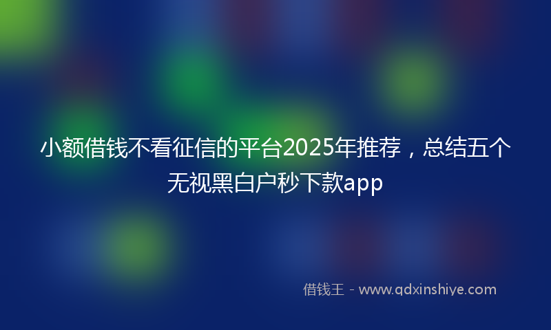 小额借钱不看征信的平台2025年推荐，总结五个无视黑白户秒下款app