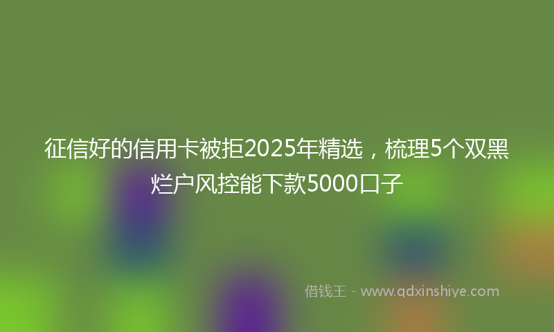 征信好的信用卡被拒2025年精选，梳理5个双黑烂户风控能下款5000口子