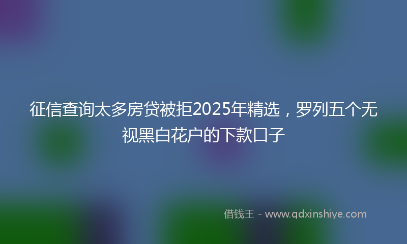 征信查询太多房贷被拒2025年精选，罗列五个无视黑白花户的下款口子