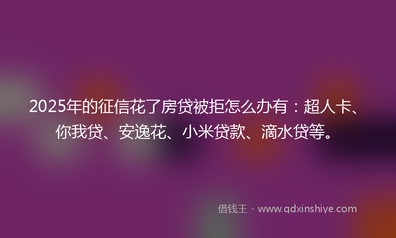 2025年的征信花了房贷被拒怎么办有：超人卡、你我贷、安逸花、小米贷款、滴水贷等。