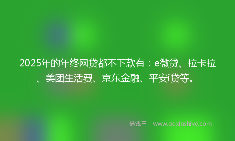 2025年的年终网贷都不下款有：e微贷、拉卡拉、美团生活费、京东金融、平安i贷等。