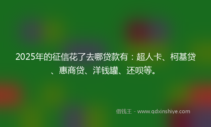 2025年的征信花了去哪贷款有：超人卡、柯基贷、惠商贷、洋钱罐、还呗等。