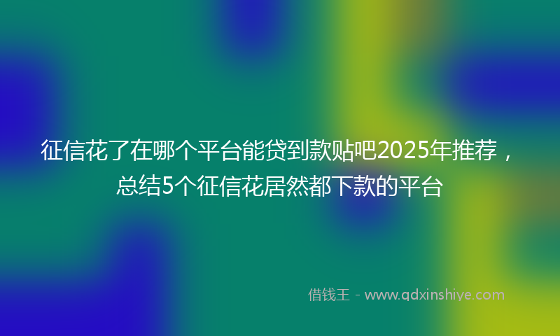 征信花了在哪个平台能贷到款贴吧2025年推荐，总结5个征信花居然都下款的平台