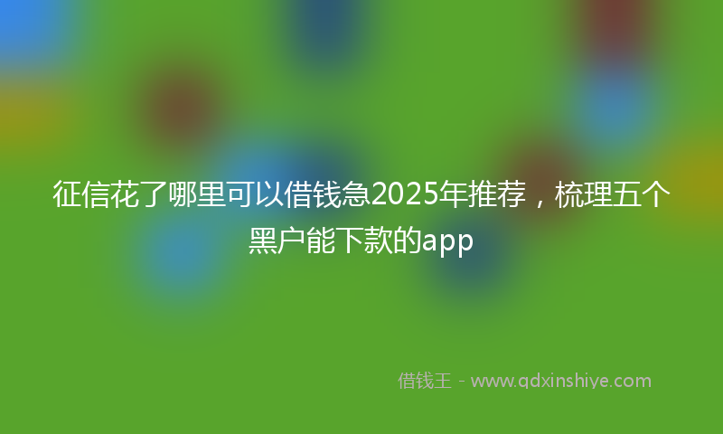 征信花了哪里可以借钱急2025年推荐，梳理五个黑户能下款的app