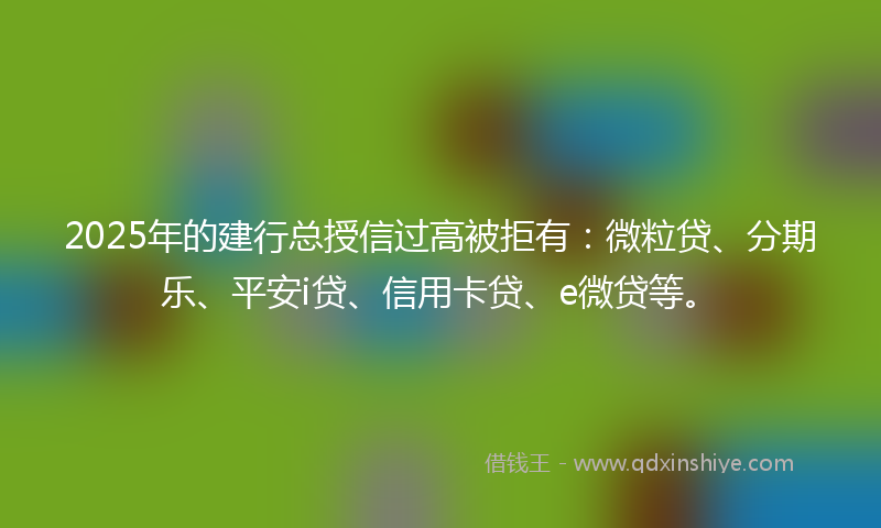 2025年的建行总授信过高被拒有：微粒贷、分期乐、平安i贷、信用卡贷、e微贷等。