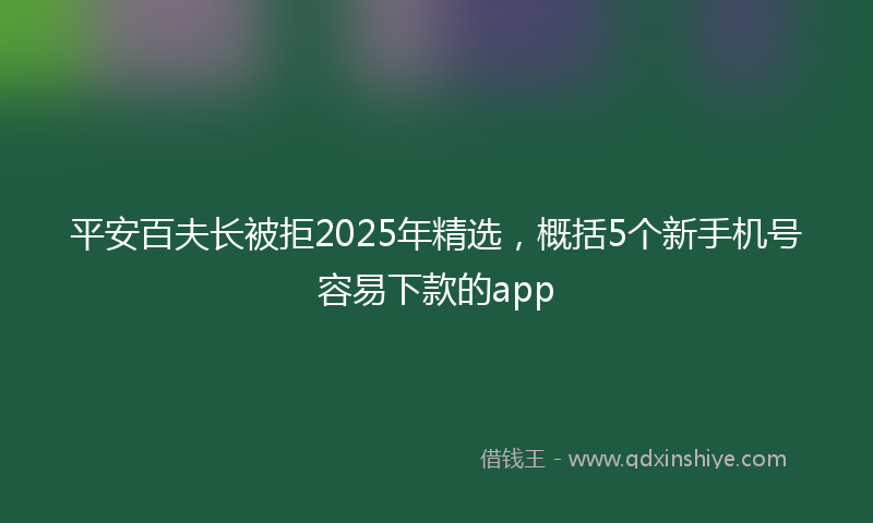 平安百夫长被拒2025年精选，概括5个新手机号容易下款的app
