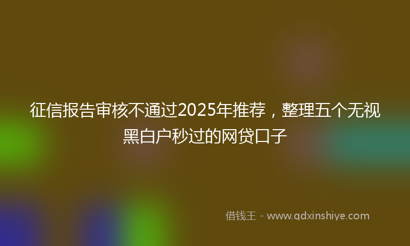 征信报告审核不通过2025年推荐，整理五个无视黑白户秒过的网贷口子