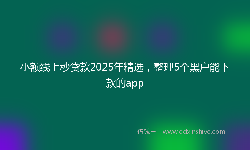 小额线上秒贷款2025年精选，整理5个黑户能下款的app