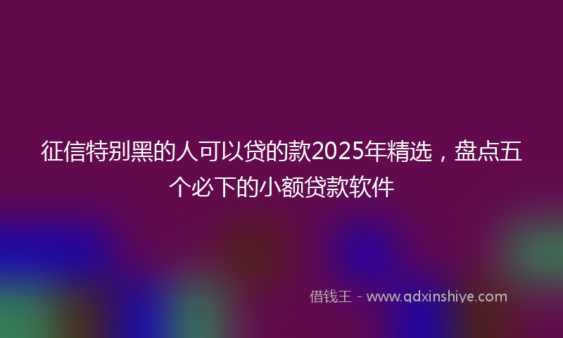 征信特别黑的人可以贷的款2025年精选，盘点五个必下的小额贷款软件